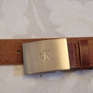 Calvin Kein Italian Saddle Leather Belt with Silver Buckle Medium